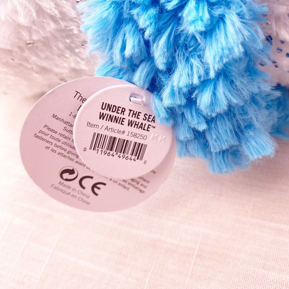 Manhattan Toy Co Under The Sea Winnie Whale Plush Stuffed Blue White 13" - Picture 7 of 10